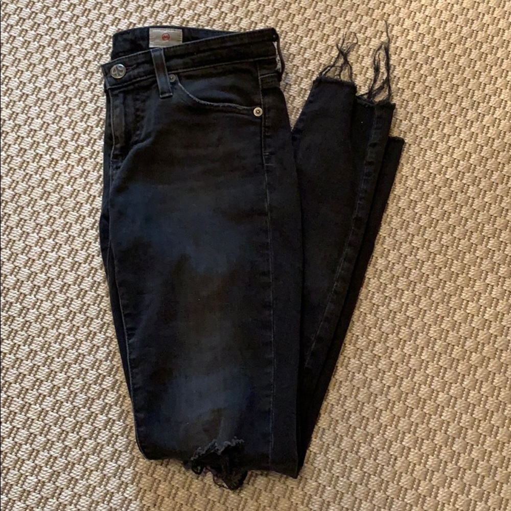 AG distressed dark grey jeans!